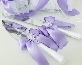 Wedding Cake Cutting Set, Lavender Wedding Cake Server Set & Knife, Knife Set Wedding Cake Servers Utensils Wedding Cake Cutter Lilac