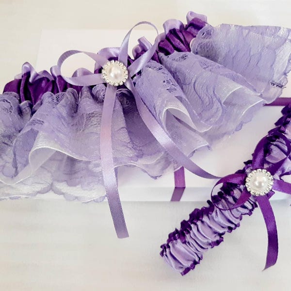 Wedding Garter Set, Wedding Garter, Garter, Garters For Wedding, Lavender Purple Garter Set, Bridal Garter, Garter Belt, Garter for bride