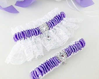 Wedding Garter Set, Wedding Garter, Garter for bride Lilac, Lavender Garter, Garters For Wedding, Bridal Garter, Garter Belt