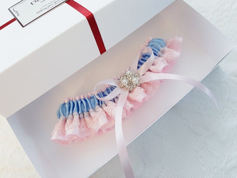 Jarretière de mariage, ensemble jarretière, ensemble jarretière de mariage, jarretière bleu et rose pour mariage, jarretière, jarretière de mariée, jarretière de jambe, jarretière pour la mariée, bal de promo Keepsake Garter Only