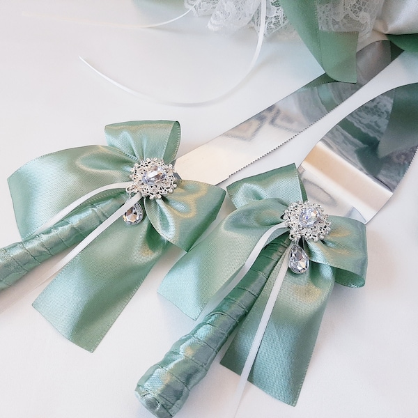 Wedding Cake Cutting Set, Sage Green Wedding Cake Server Set & Knife, Knife Set Wedding Cake Servers Utensils Wedding Cake Cutter