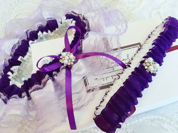 Purple Wedding Garter, Bridal Garter, Wedding Garter Set, Garter for Bride, Purple  Garter Set, Leg Garter, Garter Belt, Prom Toss Gift