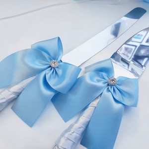Wedding Cake Server & Knife Set Cake Cutting Set Wedding Cake Knife Set Wedding Cake Servers Utensils Wedding Cake Cutter Light Blue Ice