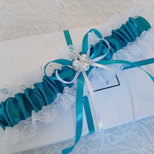 Teal Wedding Garter Set, Teal Bridal Garter Set, Handmade, Personalized Garter Set, Custom Garter Set with Toss Keepsake Garter Only