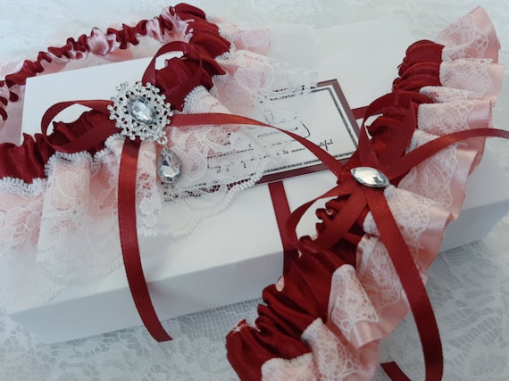 Burgundy Pink Bridal Garter Set, Red Wedding Garter, Bridal Garter, Garter  Set, Garter Belt, Wedding Garter Set, Personalized Garter, Custom
