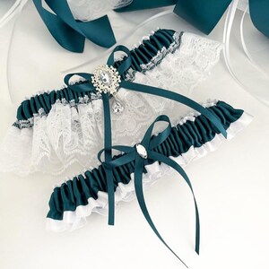 Teal Wedding Garter Set, Bridal Garter, Garter Belt, Garter for Bride, Wedding Garters, Gift for Bridal Shower, Prom Leg Garter Thigh Garter