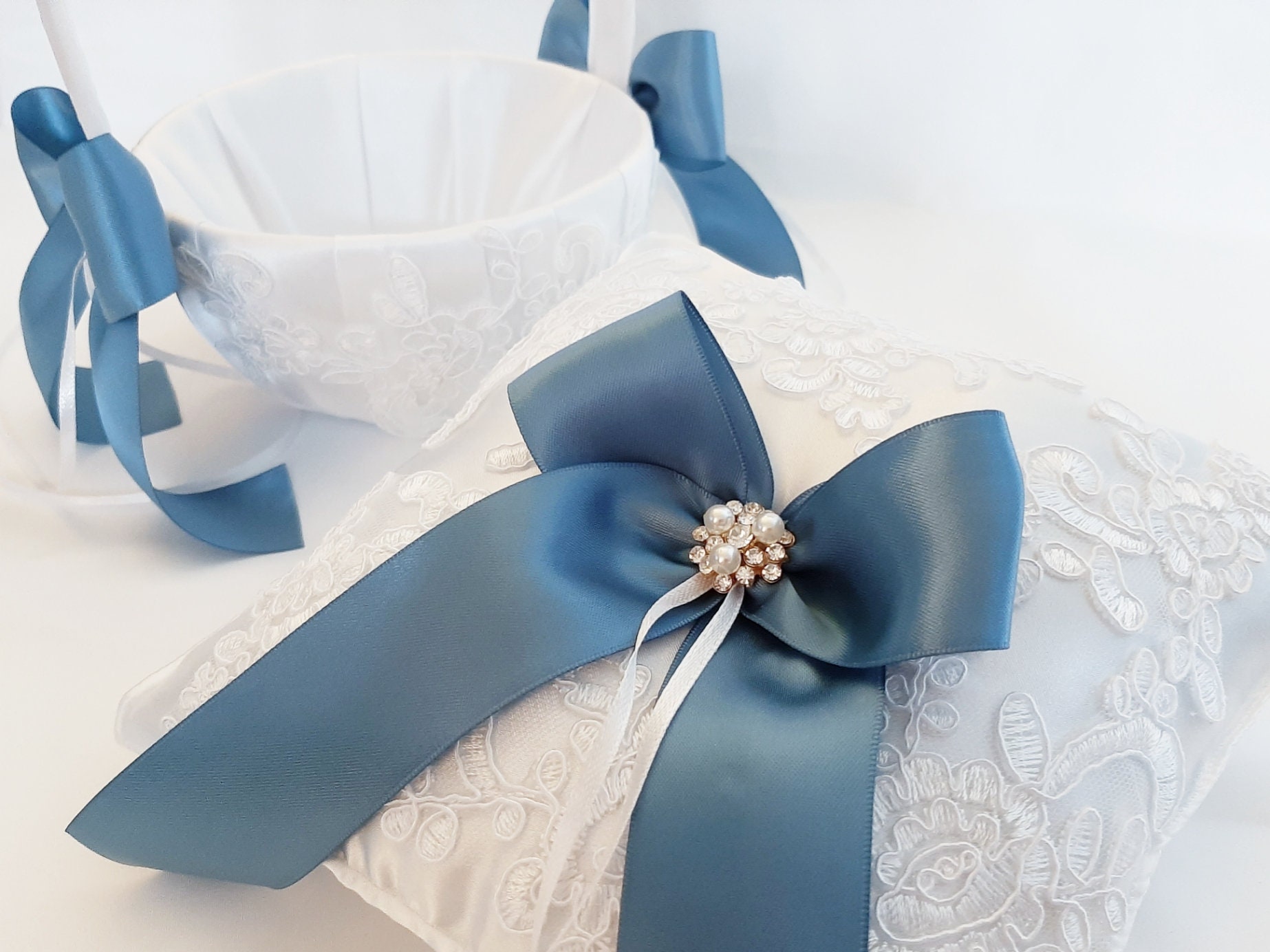 Dusty Blue Flower Girl Basket Flower Girl Basket Basket For Etsy