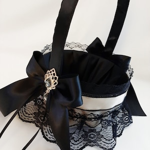 Flower Girl Basket, Basket For Flower Girl, Black Flower Girl Basket, Small Flower Girl Basket, Wedding Basket Set of 2 3 4 Gold Champagne