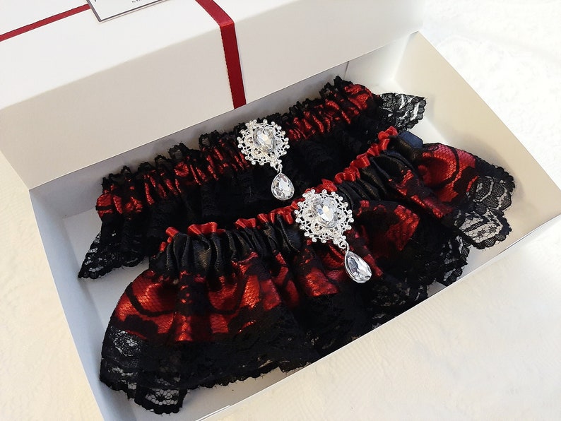 Black and Red Wedding Garter Garter Set Garter Belt Bridal Etsy