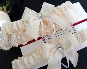 Ivory Wedding Garter Set, Garter For Bride, Garter, Garters For Wedding, Garter Set, Bridal Garter, Ivory Garter, Personalized Garter Set