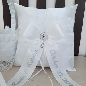 Personalized Ring Bearer Pillow, White Ring Bearer Pillow, Wedding Ring Pillow, Ring Pillow, Pillow for Rings Classic Wedding Ceremony Decor
