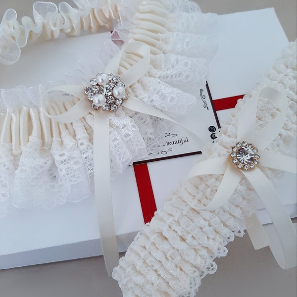 Ivory Garter For Bride, Wedding Garter, Wedding Garter Set, Ivory Garter, Ivory Garter Set, Ivory Wedding Garter, Bridal Garter, Lace Garter