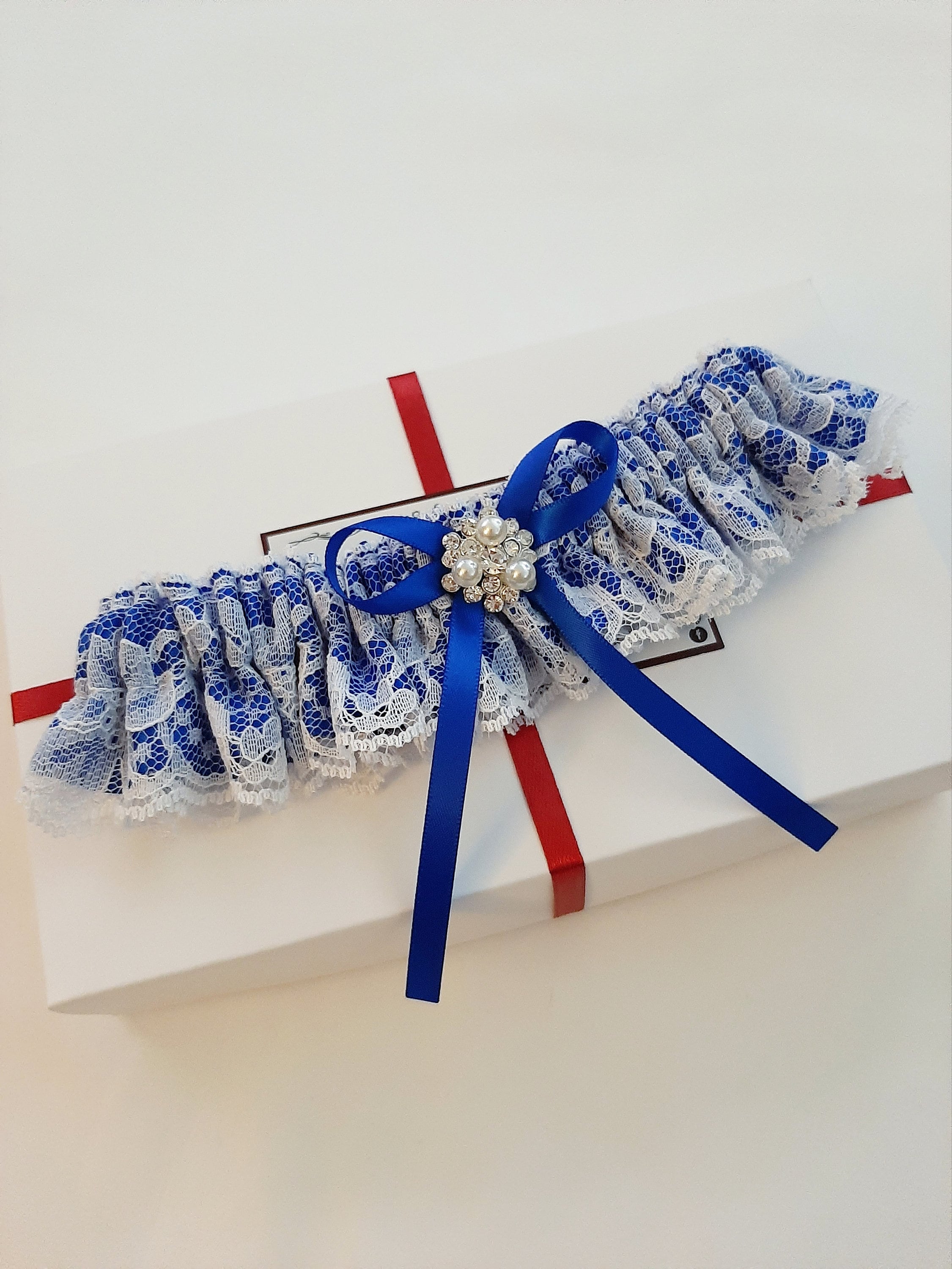 GIARRETTIERA DA SPOSA In Blu Per Il Matrimonio, Nastro - Foto 2