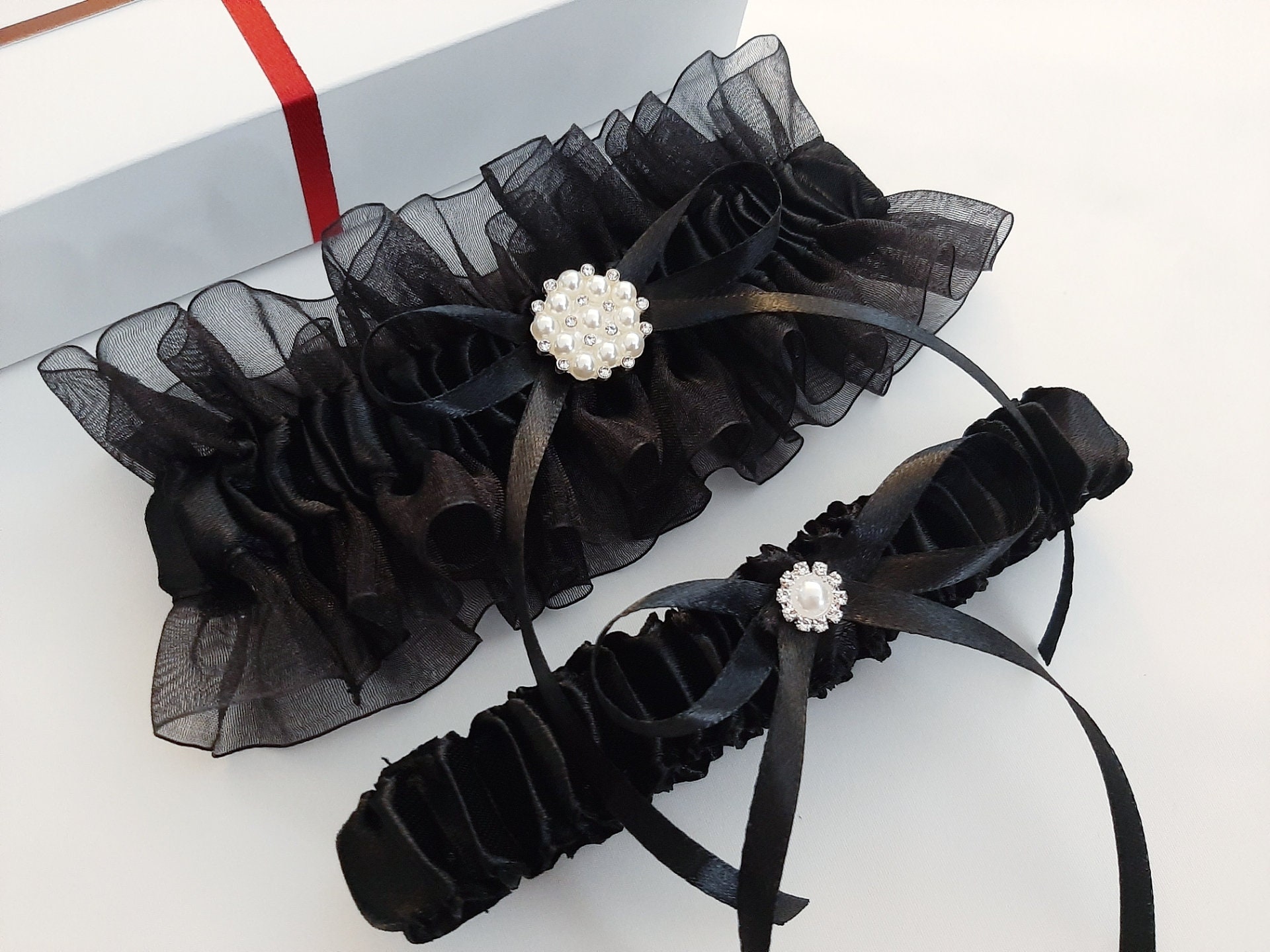 Black Wedding Garter, Wedding Garter Set, Black Garter Set, Black ...