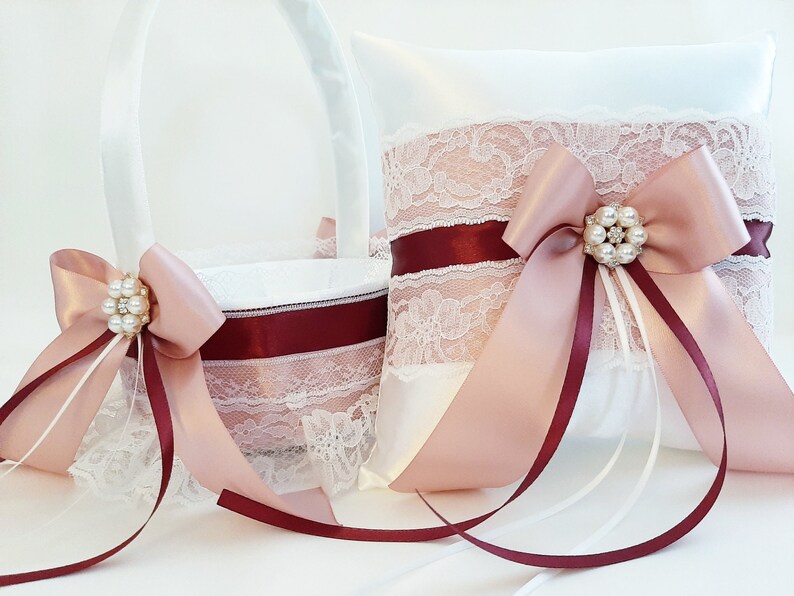 Flower Girl Basket and Ring Bearer Pillow Set Flower Girl Etsy