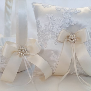 Flower Girl Basket And Ring Bearer Pillow Set, Flower Girl Basket, Ring Bearer Pillow, Flower Girl, Basket For Flower Girl