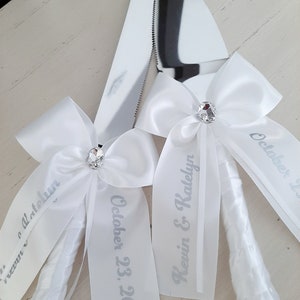 White Cake Serving Set, Cake Server Set, Wedding Cake Cutting Set, Wedding Cake Knife and Server, Personalized Wedding Knife Set Gift