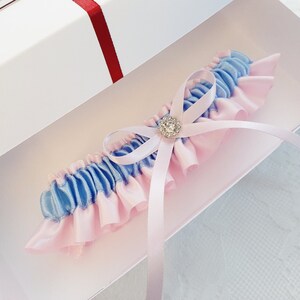 Jarretière de mariage, ensemble jarretière, ensemble jarretière de mariage, jarretière bleu et rose pour mariage, jarretière, jarretière de mariée, jarretière de jambe, jarretière pour la mariée, bal de promo Toss Garter Only