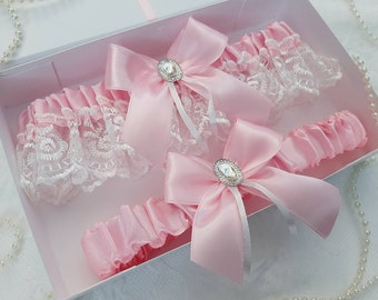 Pink Wedding Garter Set, Bridal Garter, Garter belt, Pink Garter For Bride, Pink Wedding Garter