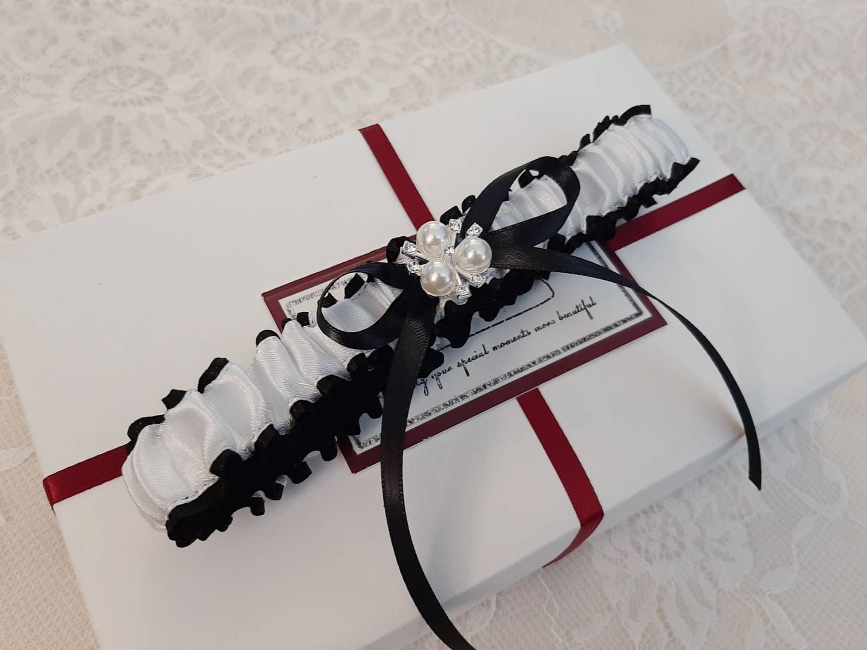 Wedding Garter Black and White Garter Set Wedding Garter Etsy UK