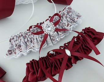 maroon garter belt 2Pcs Adjustable Heart Leg Garter Belt, Elastic Thigh Garters for Women main image 0