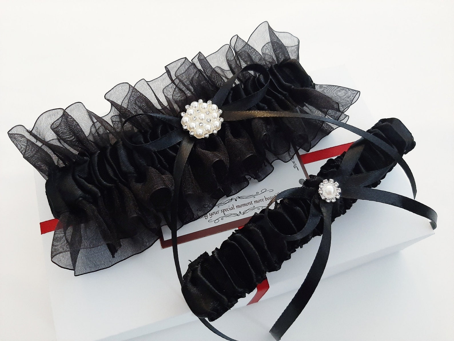 Black Wedding Garter, Wedding Garter Set, Black Garter Set, Black ...