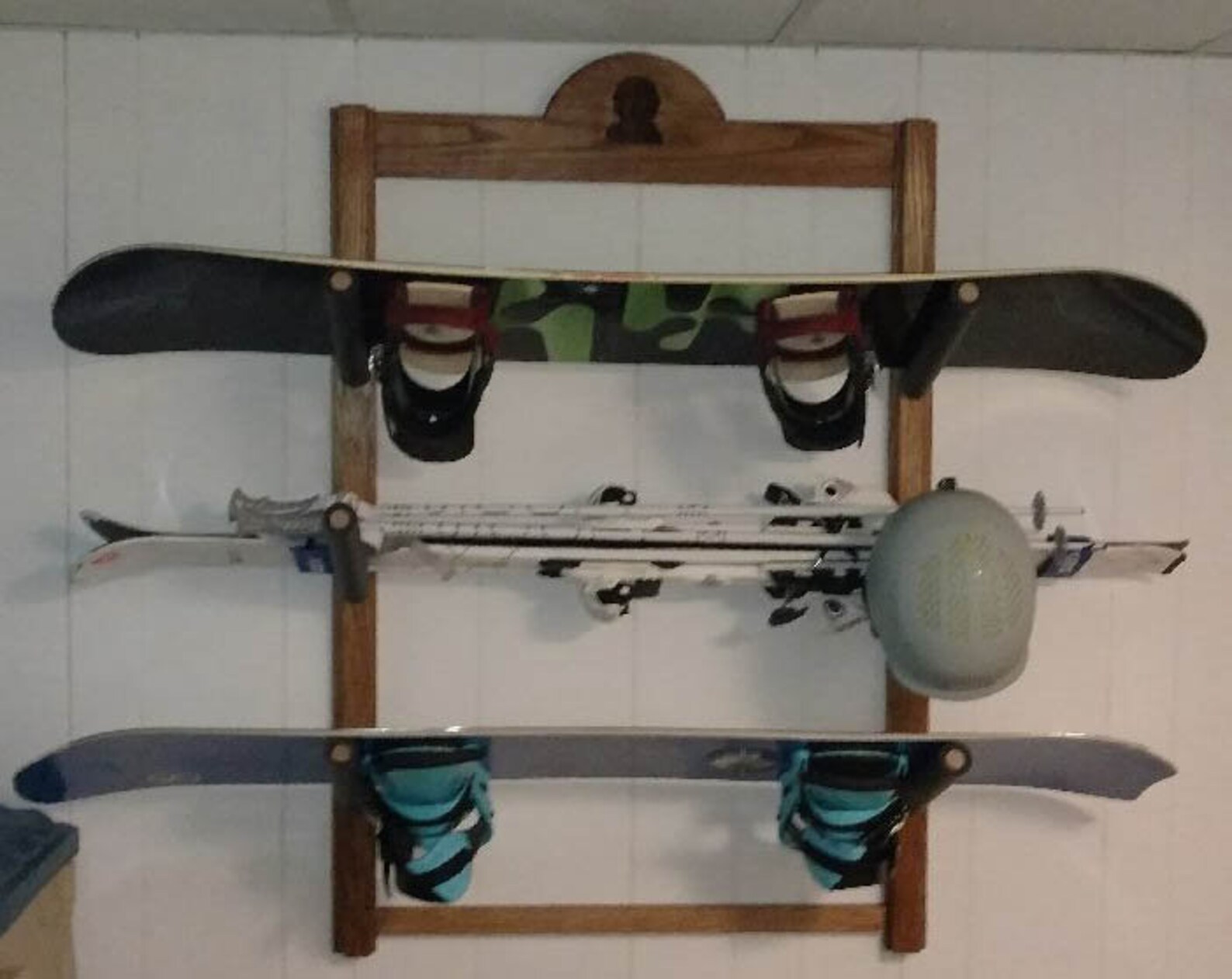 Custom Snowboard Rack/Shelf solid red oak. Display up to 4 Etsy