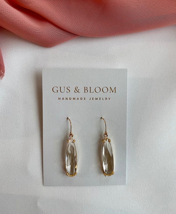 Gold Glass Teardrop Earrings