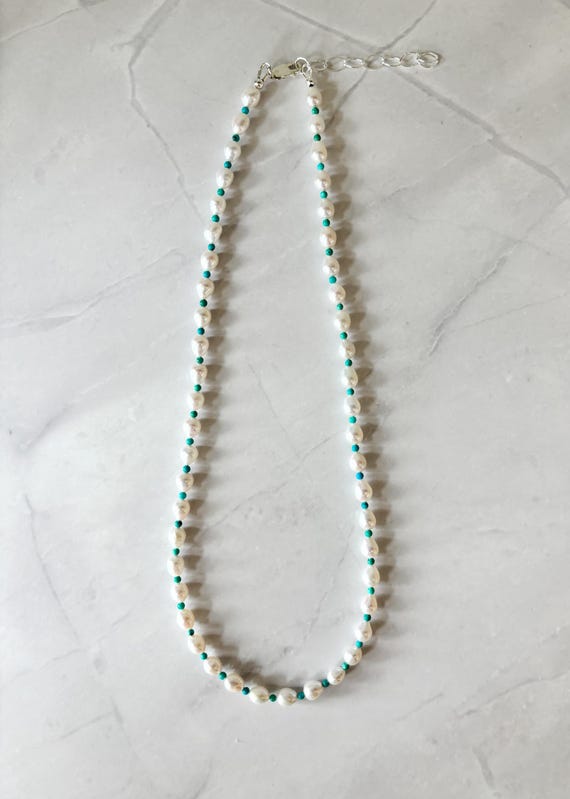 Freshwater Pearl and AAA Turquoise Beaded Necklace