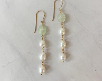 Lapis, Freshwater Pearl and Kingman Turquoise Sterling Silver Earrings