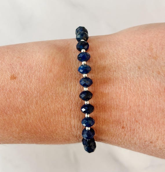 Lapis Rondelle and Sterling Silver Bracelet