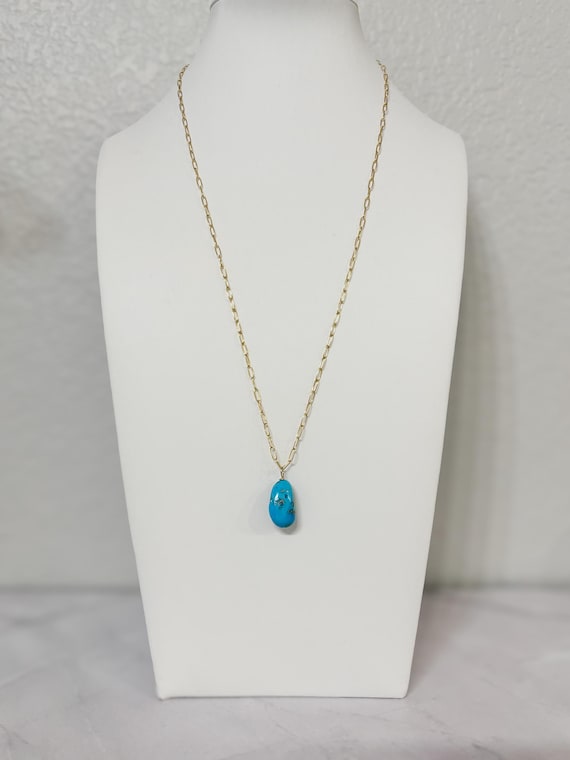 14k Gold Filled Turquoise Paperclip Chain Necklace