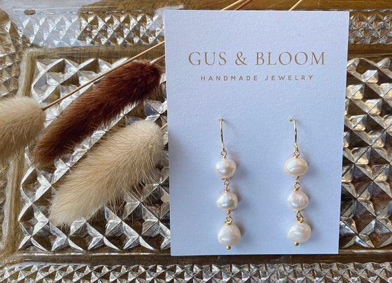 Three Pearl Drop Earrings for Brides, Bridesmaids, Mother’s Day, Holiday Gifts