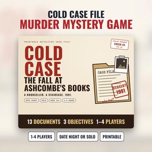 Cold Case File Printable, Murder Mystery Game for 1-4 Players, Date Night or Solo