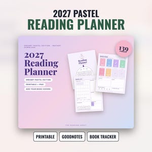 2027 Dreamy Pastel Reading Planner, Printable & Digital Book Tracker for GoodNotes