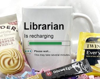 Librarian Mug, Librarian Gift, Funny Librarian Present, INCLUDES Tea, Coffee and Biscuits