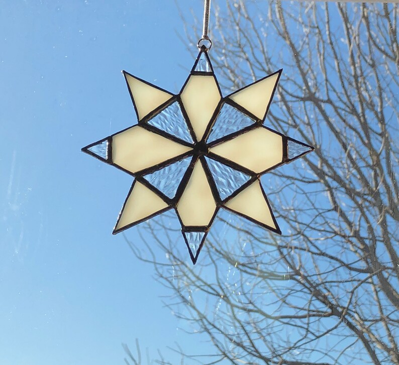 Winter Snowflake Suncatcher Stained Glass Art & Collectibles Suncatchers