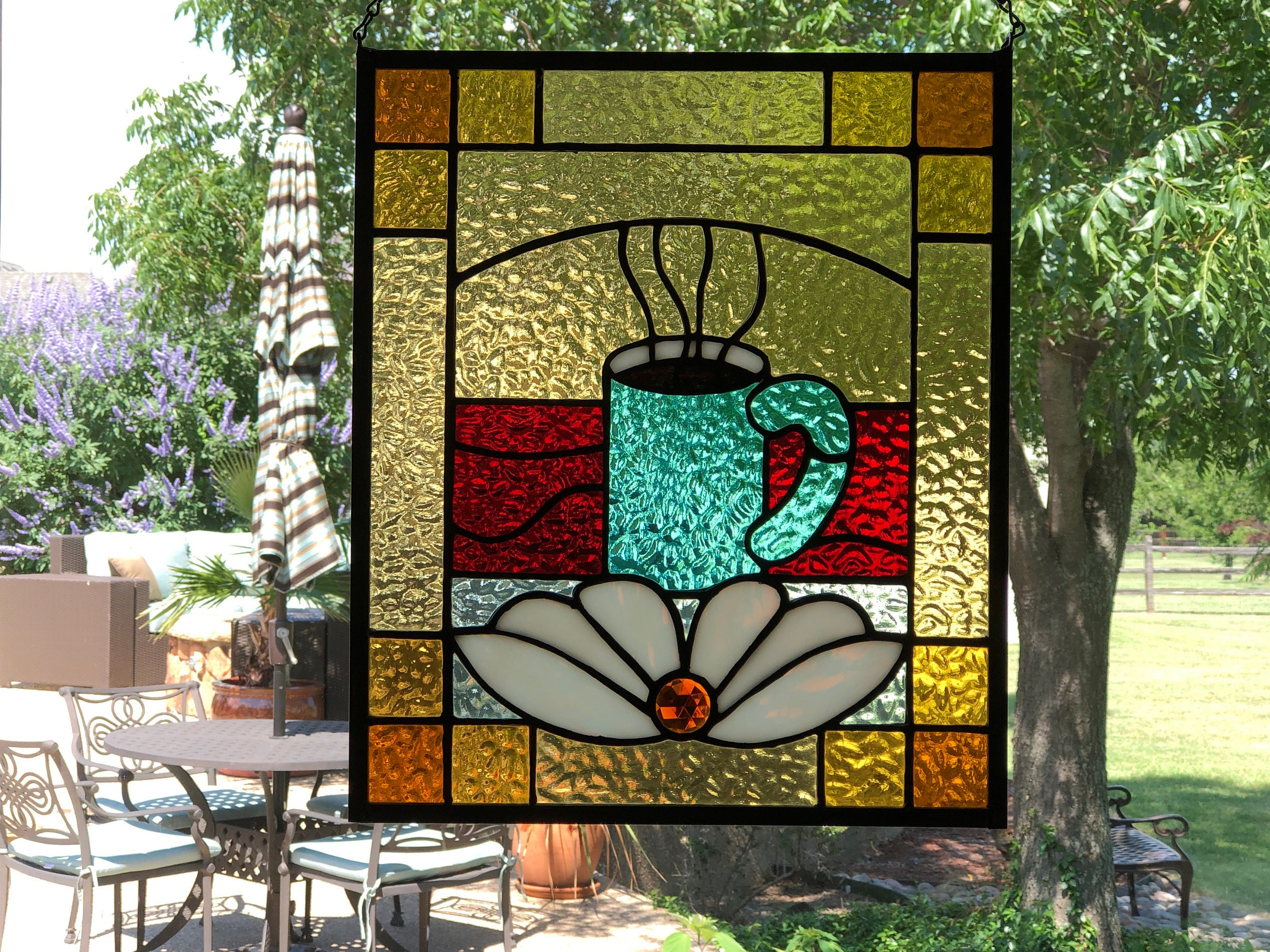 Coffee Sign LARGE 15X12.375 Stained Glass Panel Coffee Etsy