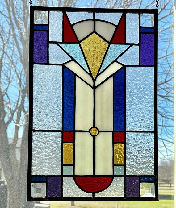 【希少】ヴィンテージ ART glass STENHYTAA W.W. Stained Glass Window - W-430 Art Nouveau - Etsy