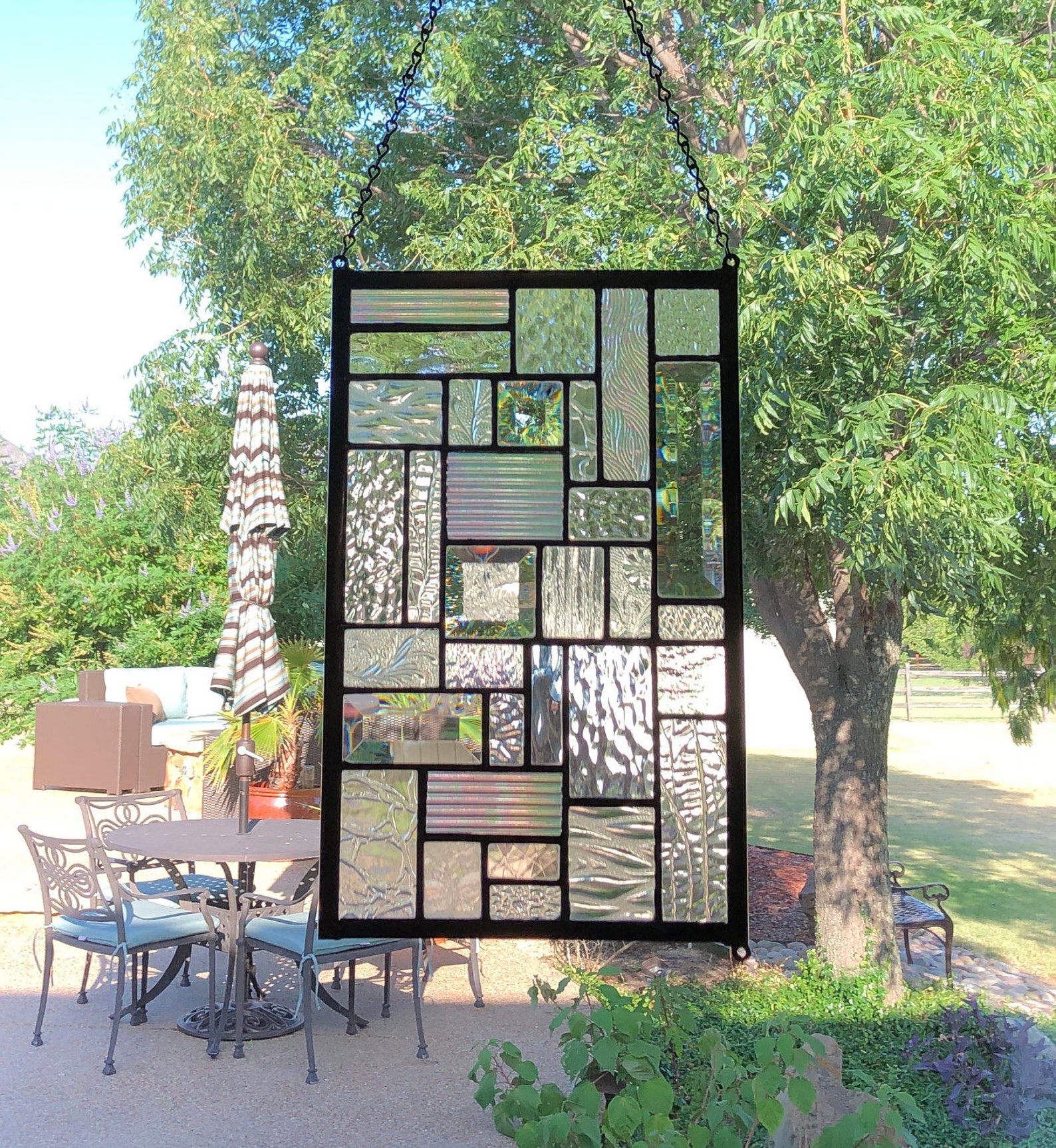 Geometric Stained Glass Window Panel, Modern Art, 8.5”x14” - Etsy