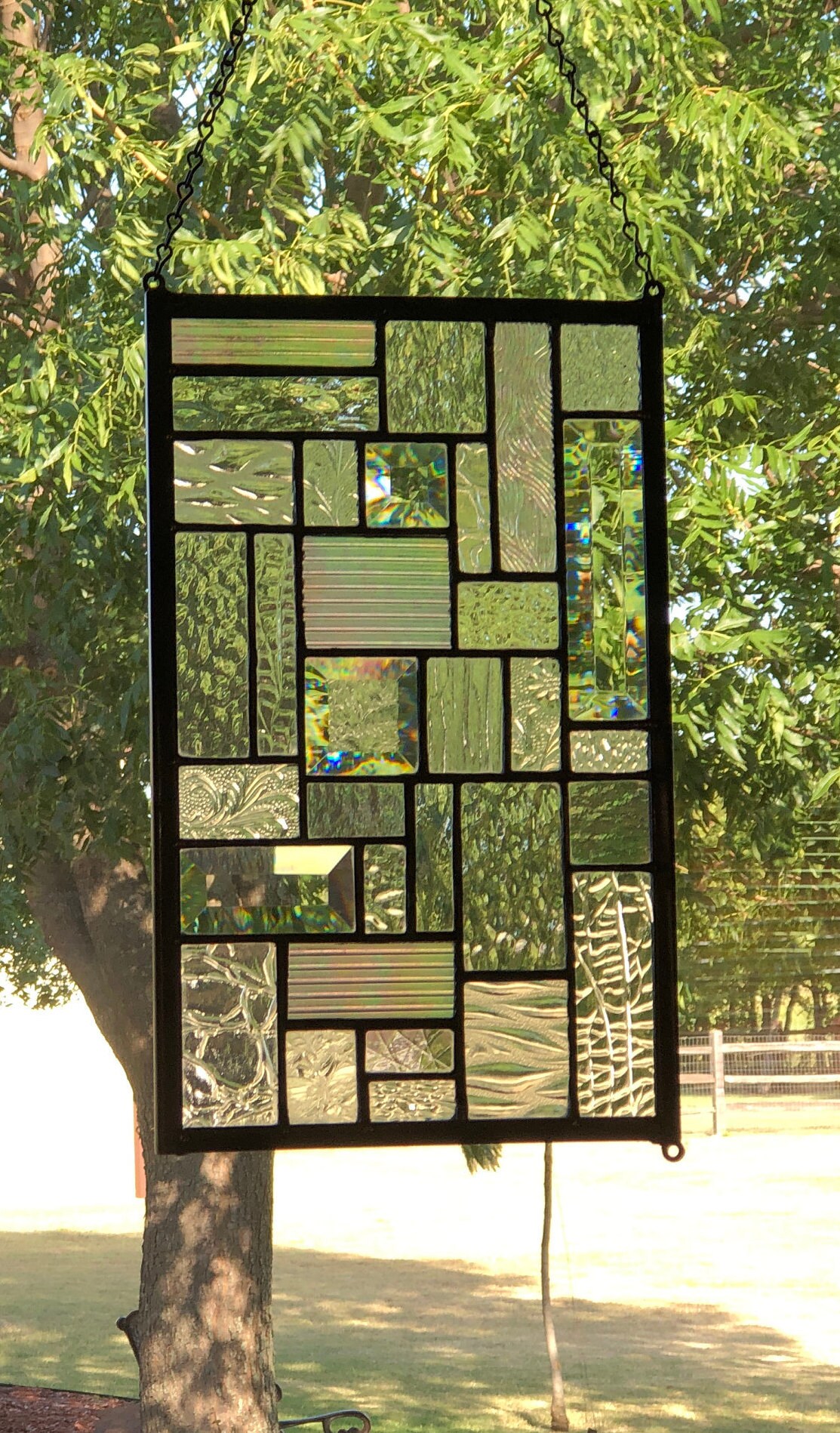 Geometric Stained Glass Window Panel, Modern Art, 8.5”x14” - Etsy