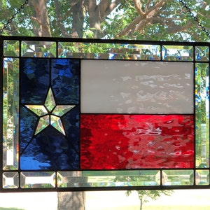 Beveled Texas Flag Stained Glass Panel, Texas Decor, Lone Star State, Texas Rustic Decor, State Flags, Texas Flag