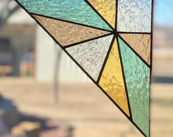 Stained Glass Corner Suncatcher, Window Art, Window Hanging, Home Decor