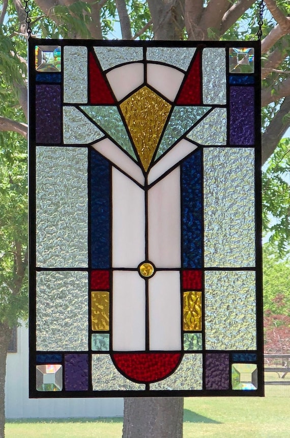 （特別価格）Stained Glass Window Antique Stain Glass Window With Jewels and 200-year-old
