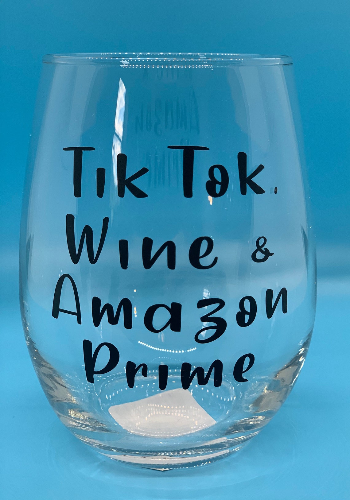 Tik Tok Wine & Amazon Prime Stemless Wine Glass 20.5 Ounces Etsy