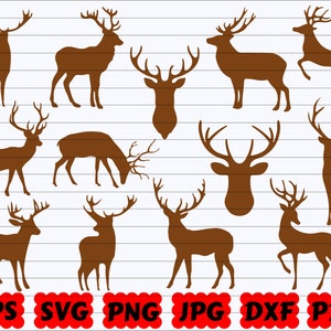 Deer SVG | Deer SVG Bundle SVG | Deer Clipart | Deer Cut File | Deer Silhouette | Deer Antler Svg| Forest Animal Svg| Moose Svg| Animals Svg