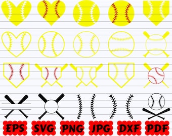 Softball Silhouette | Softball Clipart | Softball Ball SVG | Softball Player SVG | Softball Bat SVG | Softball Stitches Svg | Home Plate Svg