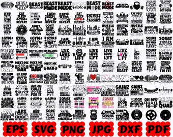 Gym SVG | Workout SVG | Fitness SVG | Gym Motivation Svg | Barbell Svg | Cut File for Cricut & Silhouette | Eps Dxf Png Jpg | Commercial Use