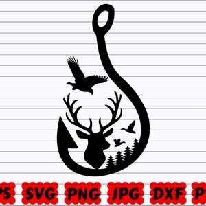 Hunting Design SVG | Deer Head SVG | Bird Hunting SVG | Deer Hunting Svg | Hunting Cut File | Love Hunting Svg | Fish Hook Svg | Hunter Svg