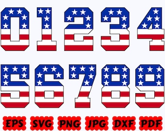 USA Zahlen SVG | Amerikanische Zahlen SVG | Zahlen SVG | 4. Juli SVG | Amerika svg | USA Schmuck | Schnitt Dateien für Cricut & Silhouette